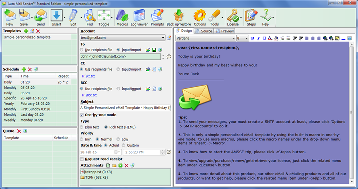 Trisunsoft Auto Mail Sender Standard Edition, 1 місяць, ліцензія для бізнесу - изображение 2
