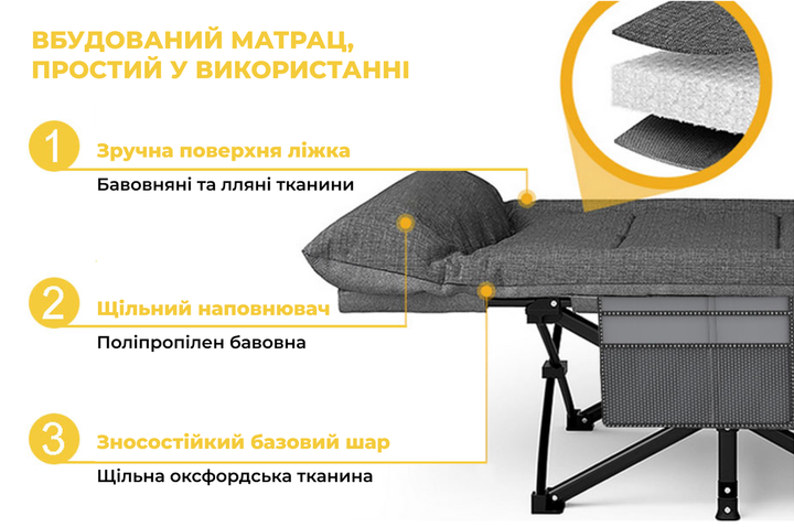 Розкладне ліжко шезлонг WCG CC-S08 + матрац і подушка - зображення 8