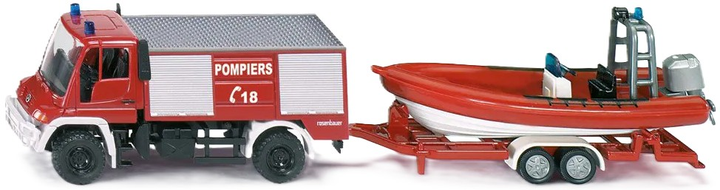 Model wozu strażackiego z łódką Siku 1636 Fire Engine with Boat (4006874116362) - obraz 1