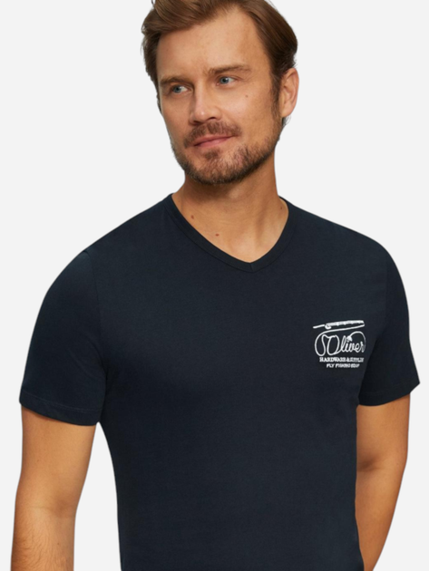 T-shirt męski bawełniany s.Oliver 10.3.11.12.130.2153470-59D1 M Ciemnogranatowy (4099976471125) - obraz 5