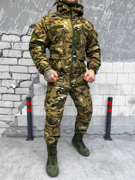 Тактический костюм с двойным флисом и высоким воротником Soft Shell Multicam XL - изображение 2