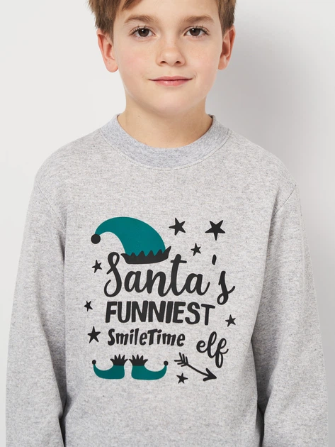 Детский теплый свитшот новогодний для мальчика Smile time Santa Funniest OX26-09-0-1 110 см Серый (st_2000000207230) - изображение 4