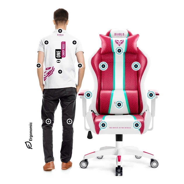 Fotel gamingowy Diablo X-One 2.0 Normal Size Candy Rose (5902560338409) - obraz 11