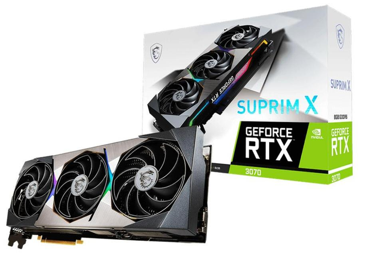 Відеокарта MSI GeForce RTX 3070 SUPRIM X 8G, 256-bit, HDMI 2.1/DP, 8GB GDDR6, Ampere, DirectX 12 Ultimate, TRI FROZR 2 Cooling, OC Graphics Card (RTX 3070 SUPRIM X 8G) - Certified Refurbished - зображення 1