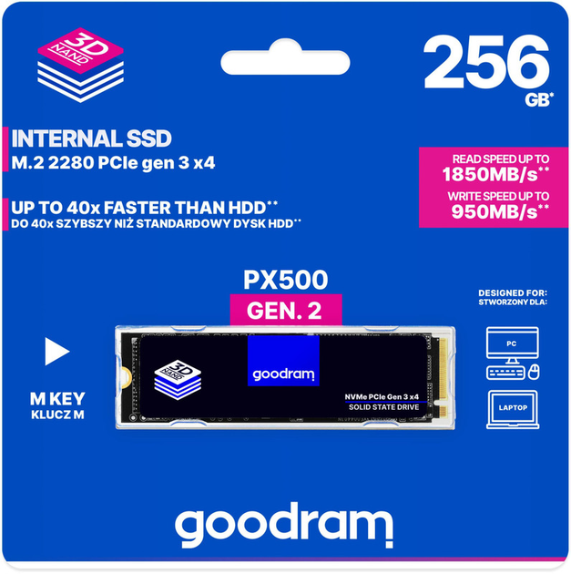 Накопичувач Goodram PX500 Gen.2 512GB M.2 2280 PCIe 3.0 x4 NVMe (SSDPR-PX500-512-80-G2) - изображение 5