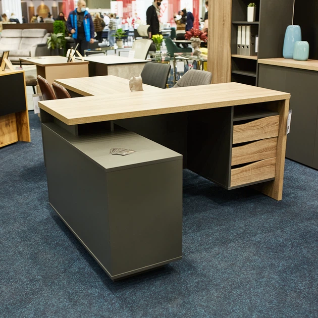 Комп'ютерний стіл кутовий Connect 3 Дуб Сонома Трюфель / Антрацит лівий Intarsio - зображення 9