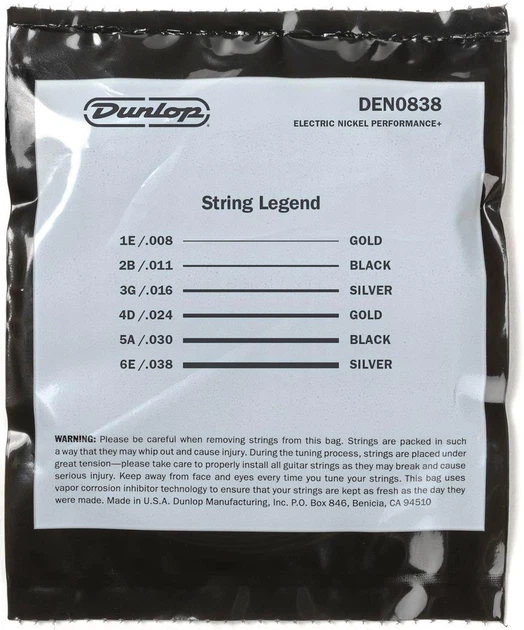 Струны для электрогитары Dunlop DEN0838 Nickel Wound Electric Guitar Strings (08-38) - Фото 3 Струны для электрогитары Dunlop DEN0838 Nickel Wound Electric Guitar Strings (08-38) - изображение 3