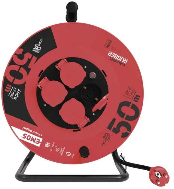 Удлинитель на катушке Emos P08250 50м (Резина 3х1,5 мм IP44 3680W) - изображение 2