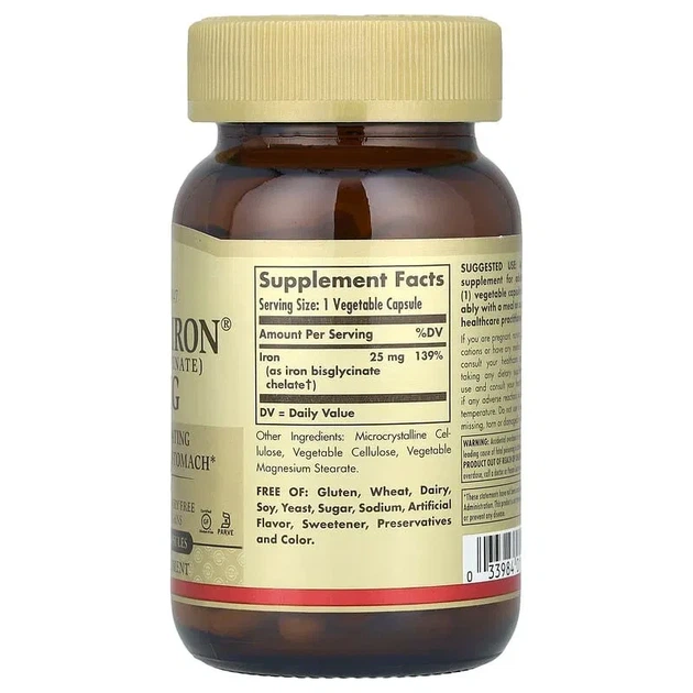 Железо, Gentle Iron, 25 мг, Solgar, 90 капсул - Фото 2 Железо, Gentle Iron, 25 мг, Solgar, 90 капсул - изображение 2
