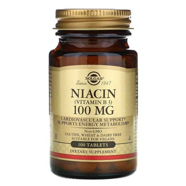 Вітамін В3 Solgar (Niacin) 100 мг 100 таблеток - Фото 1 Вітамін В3 Solgar (Niacin) 100 мг 100 таблеток - зображення 1