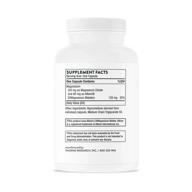 Добавка с магнием Magnesium CitraMate Thorne Research, 90 капсул - Фото 3 Добавка с магнием Magnesium CitraMate Thorne Research, 90 капсул - изображение 3