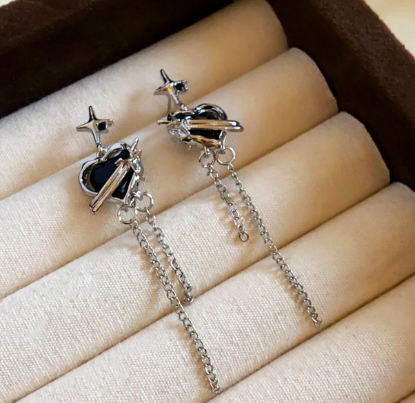 Сережки серця Fashion Jewerly ланцюжка хрестики довгі висячі у корейському стилі біжутерія y2k (SVS) - Фото 3 Сережки серця Fashion Jewerly ланцюжка хрестики довгі висячі у корейському стилі біжутерія y2k (SVS) - зображення 3