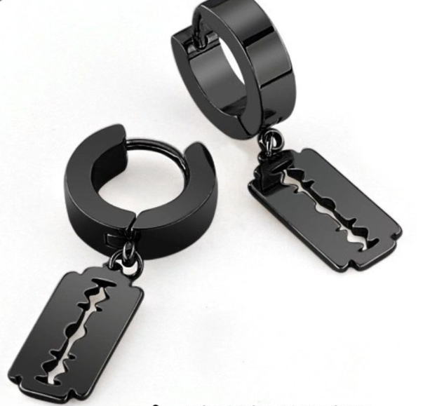 Сережки конго Fashion Jewerly лезвия женские мужские висячие моносерьга черные (SVS) - изображение 2