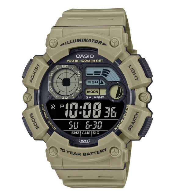 Годинник CASIO WS-1500H-5BVDF для чоловіків у хакі кольорі з чорним циферблатом. - зображення 4