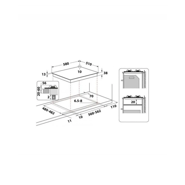 Варильна поверхня газова Whirlpool TKRL 661 IX - зображення 3