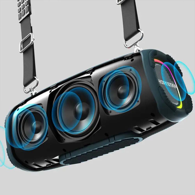 Черная портативная Bluetooth колонка Hopestar A6 Max с RGB-подсветкой ...