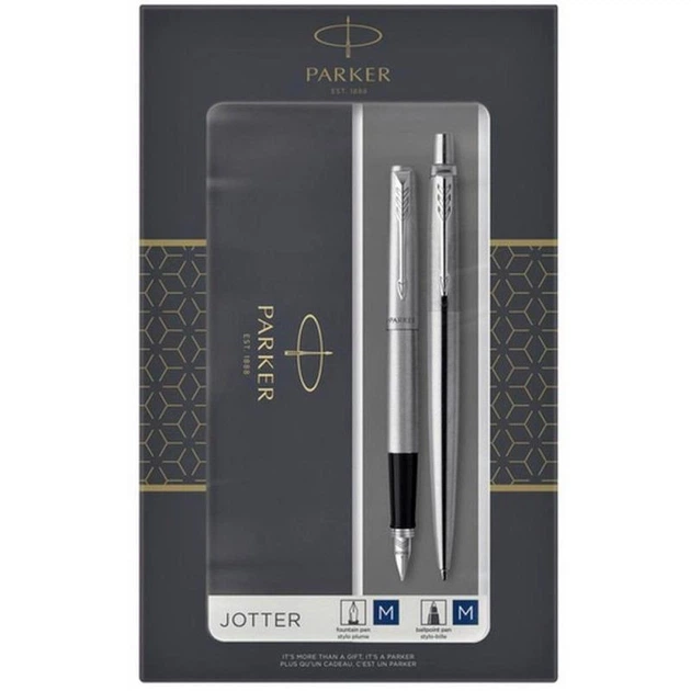Набір Parker JOTTER Stainless Steel CT FP+BP (перова та кулькова ручка) - Фото 1 Набір Parker JOTTER Stainless Steel CT FP+BP (перова та кулькова ручка) - зображення 1