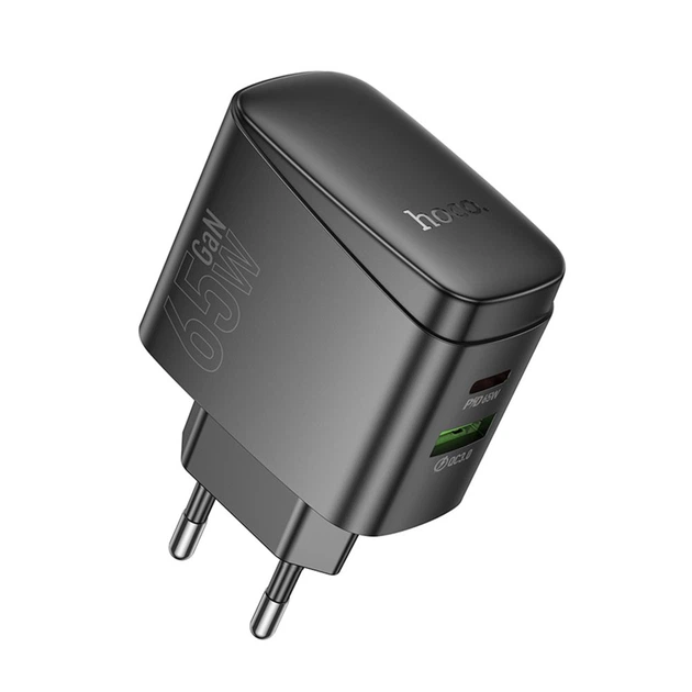 Сетевое зарядное устройство Hoco CS63A 1USB/1USB-C PD65W/QC GAN Черный - Фото 1 Сетевое зарядное устройство Hoco CS63A 1USB/1USB-C PD65W/QC GAN Черный - изображение 1
