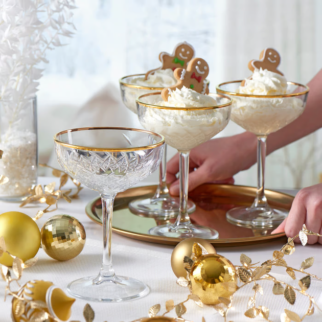Набір келихів для шампанського Pasabahce Coupe Timeless Gold 255 мл 4 шт (8693357472662) - зображення 5