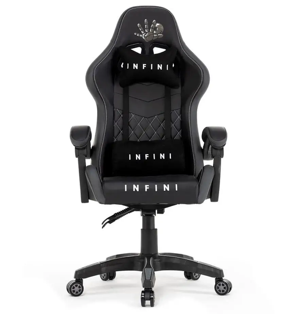 Комп'ютерне крісло геймерське INFINI R-5 Чорна якісна екошкіра - изображение 2