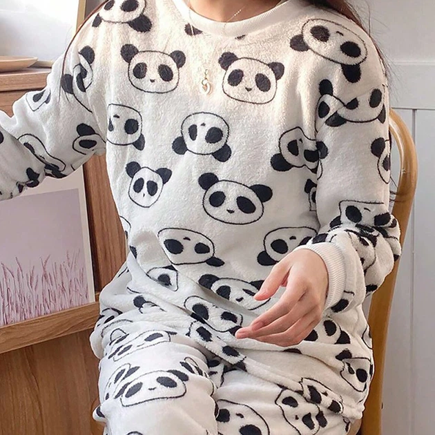 Женская пижама Lesko Panda L теплая флисовая костюм для дома - изображение 2