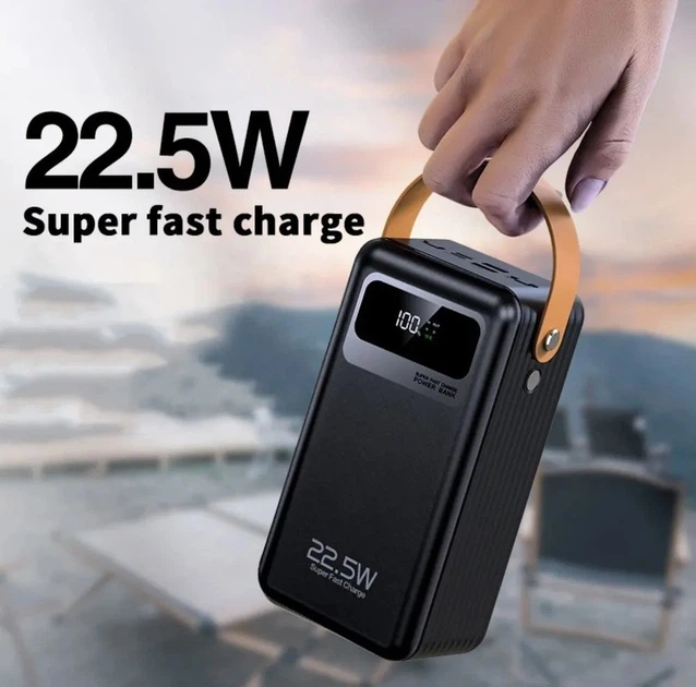 Портативне зарядне Power Bank PX691D 60000mAh, повербанк з ліхтариком та 2 USB портами - зображення 4
