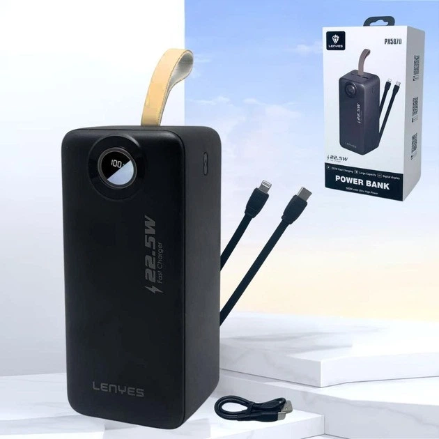 Портативне зарядне LENYES PX587D Power Bank на 50000mAh, USB Type-C та Lightning, 22.5W - зображення 6