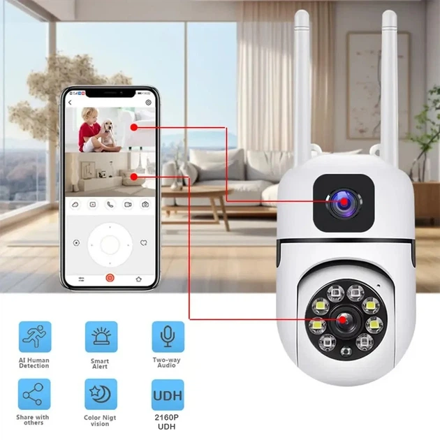 Поворотная уличная камера Dual Lens E10 Wi-Fi, с двумя объективами - изображение 5