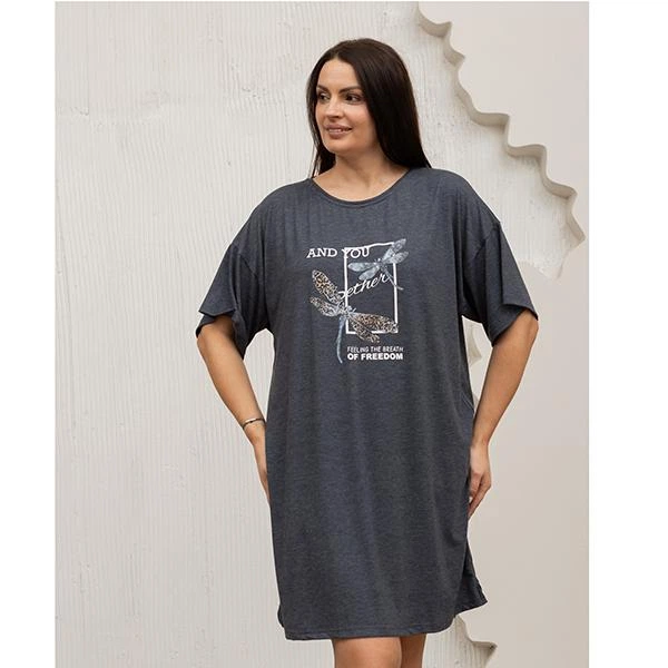 Туника женская вискоза 2XL темно-синяя 18296 - Фото 3 Туника женская вискоза 2XL темно-синяя 18296 - изображение 3