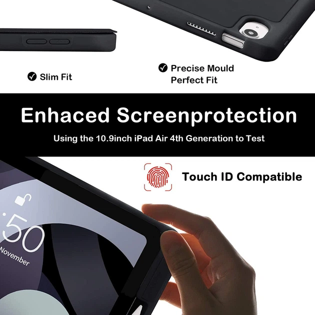 Силиконовый чехол обложка + Pencil Direct Charge + Pencil Holder BBM1 для iPad Air 4 2020/Air 5 2022 10,9"/Air 11" 2024(M2)/2025(M3)/2026(M4) Черный - изображение 8