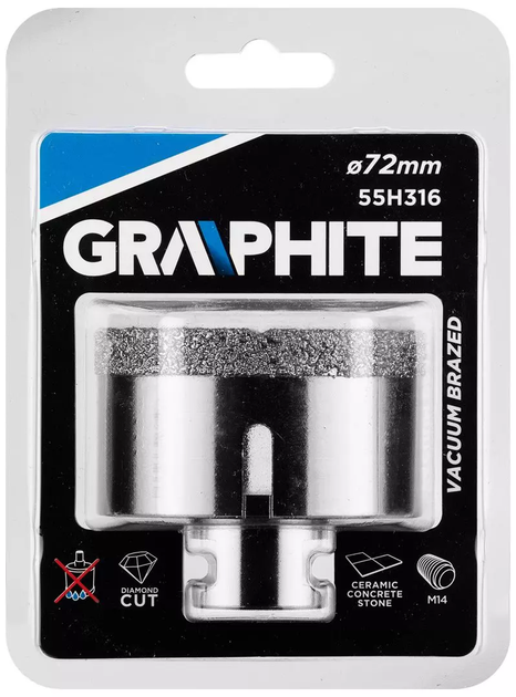 Otwornica diamentowa Graphite 72 mm M14 55H316 (5902062509413) - obraz 2