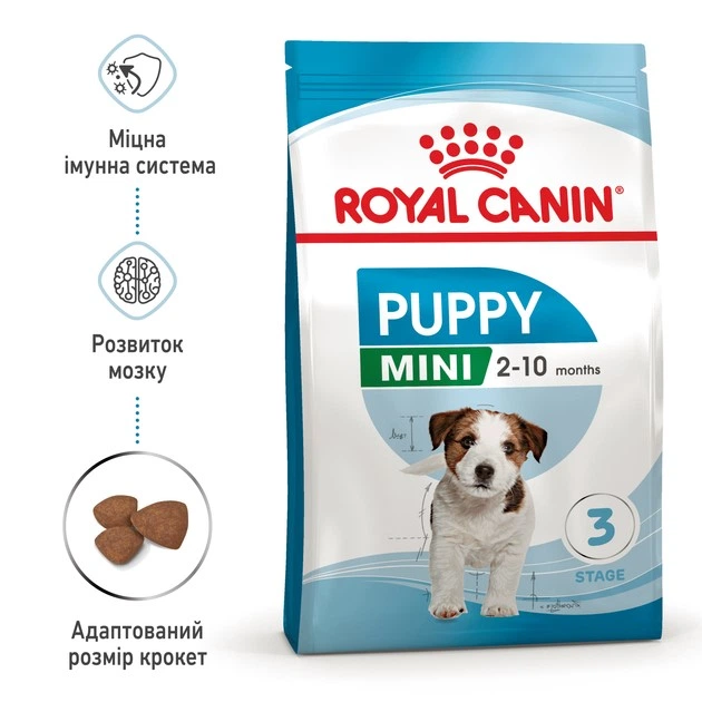 Повнораціонний сухий корм Royal Canin Mini Puppy для цуценят дрібних порід віком від 2 до 10 місяців, 8 кг, 30000801 - изображение 2