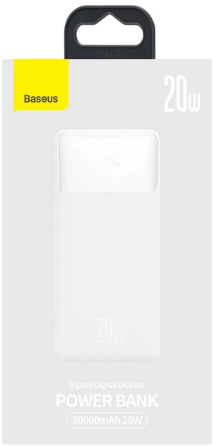 Powerbank Baseus Bipow Digital Display Overseas 20W 30000 mAh White (PPBD050402) - obraz 10