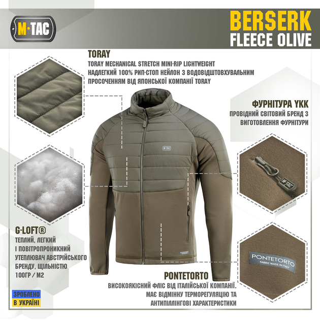 Кофта M-Tac Berserk Fleece Olive XS 20469001-XS - зображення 2