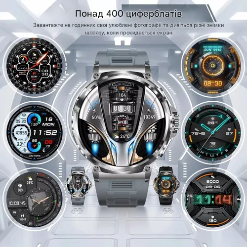 Мужские спортивные смарт-часы с аккумулятором 710 мАч, корпус из высококачественного сплава, экран 1,85" Ultra - изображение 6