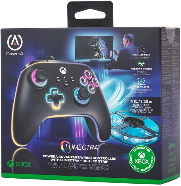 Kontroler PowerA Advantage Wired Controller Lumectra + RGB LED Strip Black (0617885033414) - obraz 8