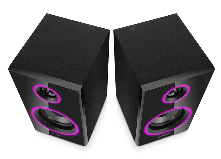 Колонки 2.0 REAL-EL S-415 black Refurbished (20 Вт, Bluetooth, подсветка) - Фото 4 Колонки 2.0 REAL-EL S-415 black Refurbished (20 Вт, Bluetooth, подсветка) - изображение 4
