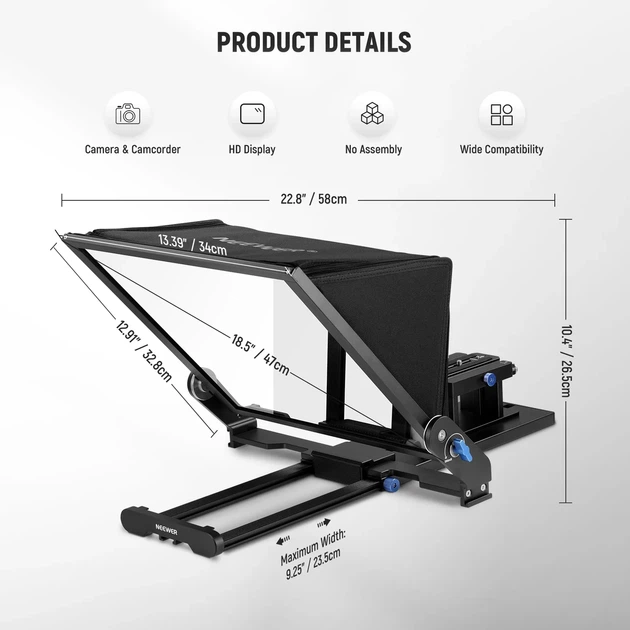 Професійний телесуфлер Teleprompter NEEWER X17 II для смартфонів та планшетів шириною до 9,3" (235 мм) - зображення 6