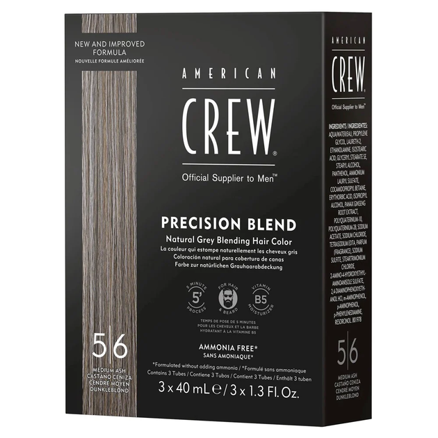 Система маскировки седых волос уровень 5-6 American Crew Precision Blend Medium Ash 3x40 мл - изображение 3