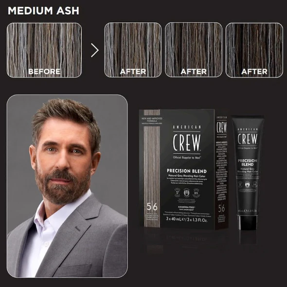 Система маскировки седых волос уровень 5-6 American Crew Precision Blend Medium Ash 3x40 мл - изображение 4