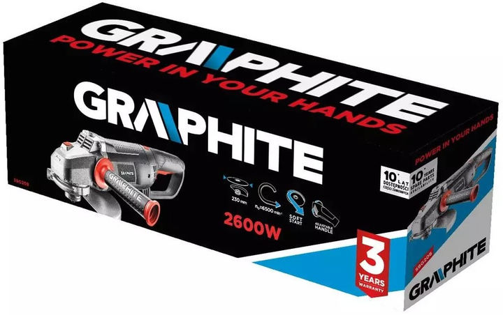 Кутова шліфмашина Graphite 2600 Вт 59G208 (5902062034663) - зображення 2