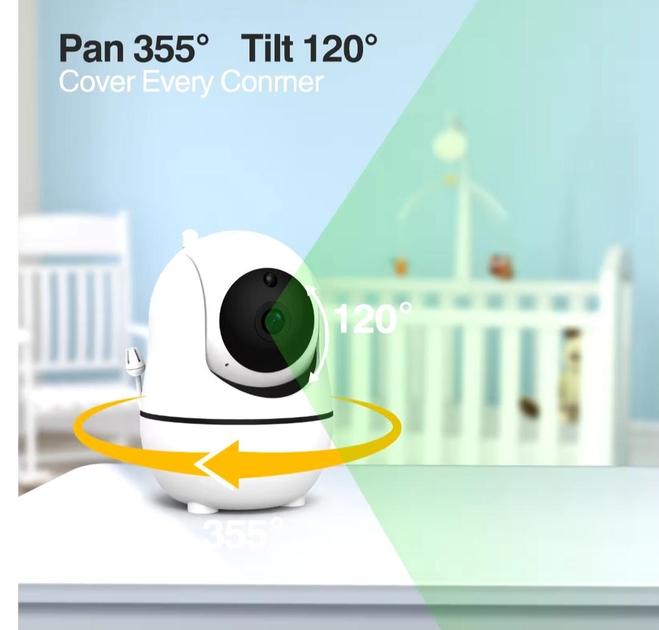 Видеоняня Baby Monitor SM-70PTZ с 7-дюймовым ЖК-монитором, аккумулятор 4000 mah(24 часа работы), обзор 355 град, датчиком звука, ночное видение, поворотная радионяня и измерением температуры - изображение 3