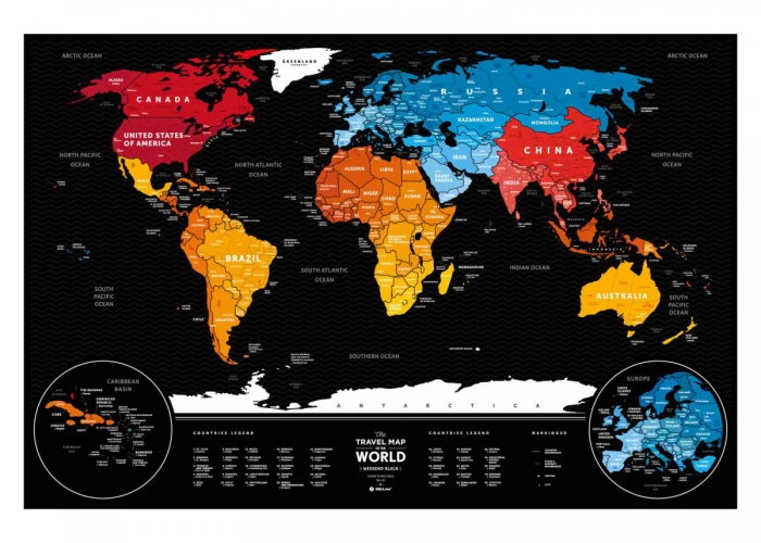 Скретч карта мира Travel Map Weekend Black World (gold) (англ.) (13072) - изображение 4