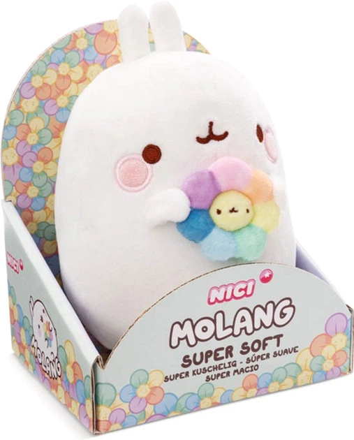 Maskotka Nici Molang pluszowy z tęczowym kwiatkiem 16 cm (4012390611649) - obraz 3