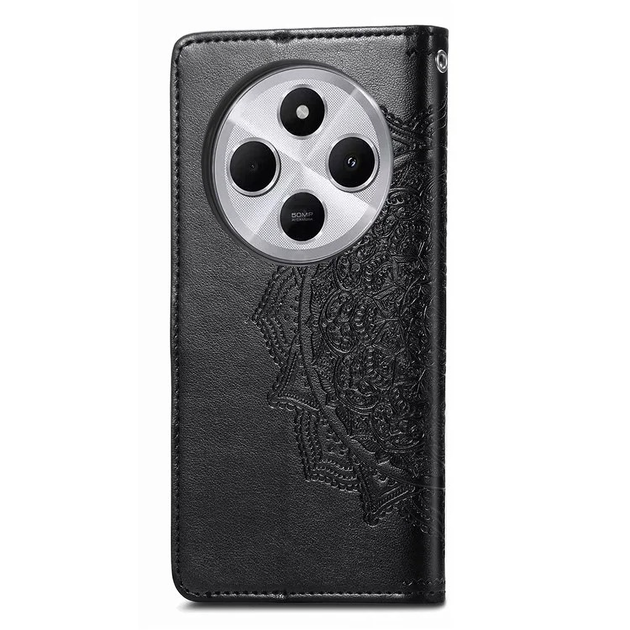 Чехол Vintage для Xiaomi Redmi 14C книжка кожа PU с визитницей черный - изображение 3