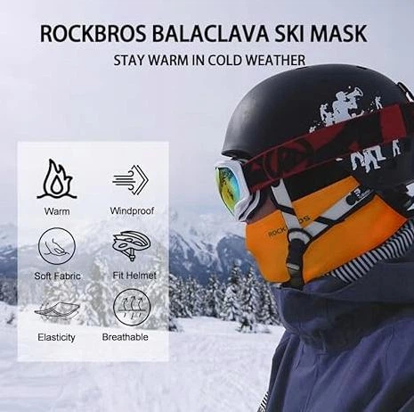 Зимняя термо балаклава для активного отдыха ROCKBROS LF7345BK маска подшлемник Оранжевый (626289353) One size - изображение 2