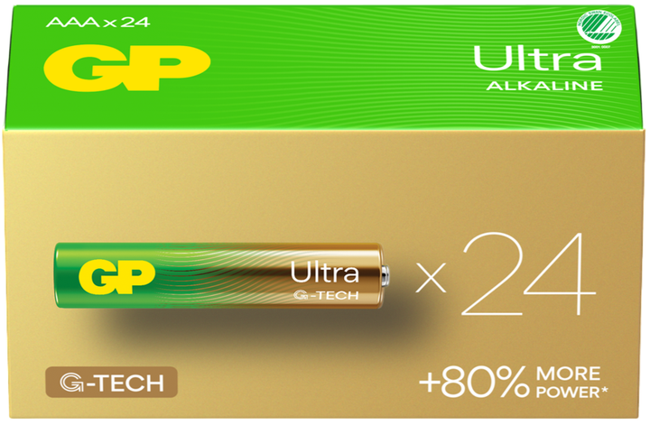 Батарейка лужна GP Ultra Alkaline AAA Batteries 24AU/LR03 1.5V (24-Pack) (4891199220241) - зображення 1