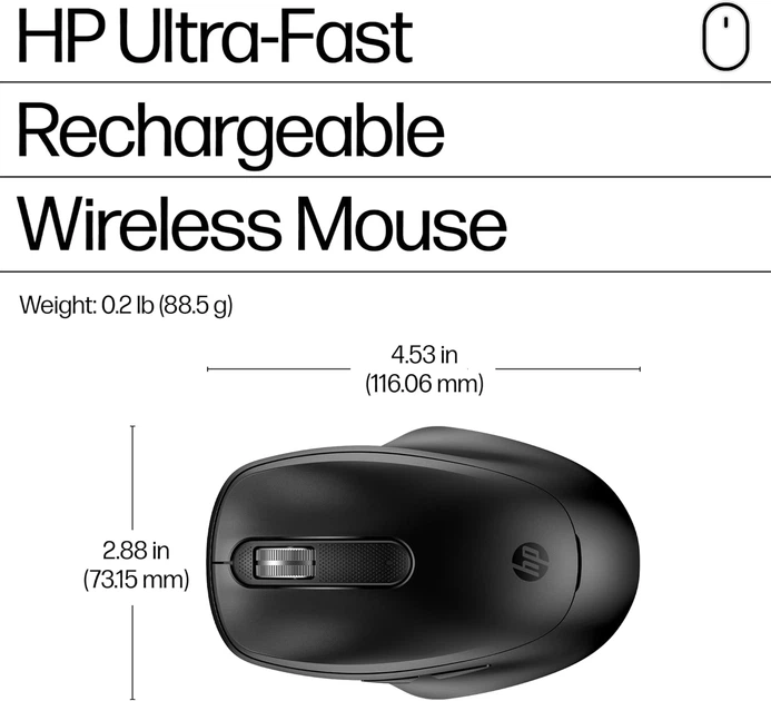 Mysz HP 510 Ultra-Fast Rechargeable Wireless Black (9C2F6AA) - obraz 7