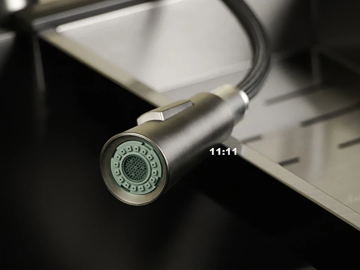 Мойка из нержавеющей стали AQUAMILL 5050 с PVD покрытием черная + смеситель с выдвижной лейкой + дозатор + коландер + ринзер металлический - Фото 13 Мойка из нержавеющей стали AQUAMILL 5050 с PVD покрытием черная + смеситель с выдвижной лейкой + дозатор + коландер + ринзер металлический - изображение 13