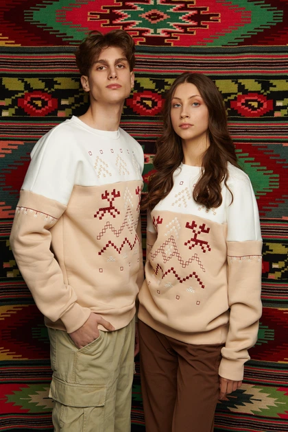 Чоловічий бежевий світшот Грудень 3 3XL UKRS-9977 UkrGlamour - изображение 2